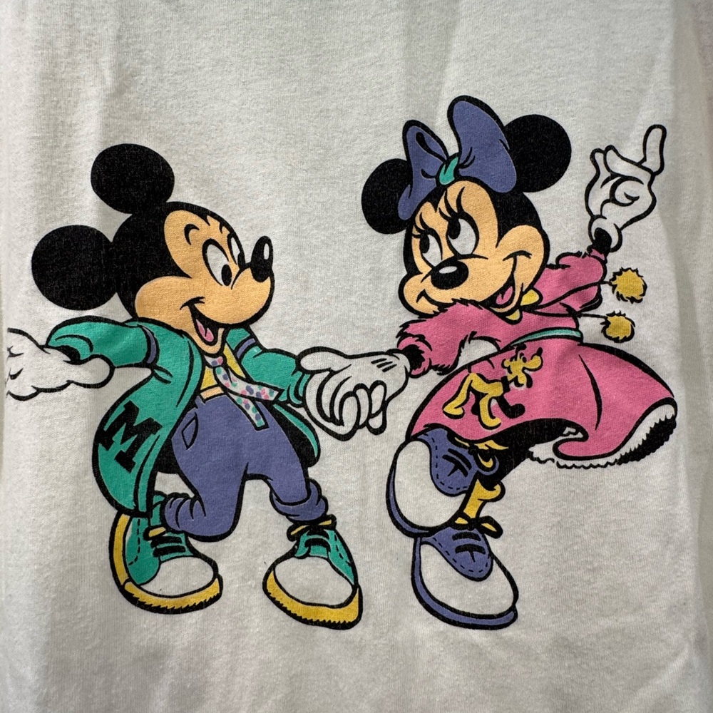 Vintage 1990s Disney Mickey and Minnie Colorblock T-Shirt - Picture 2 of 4